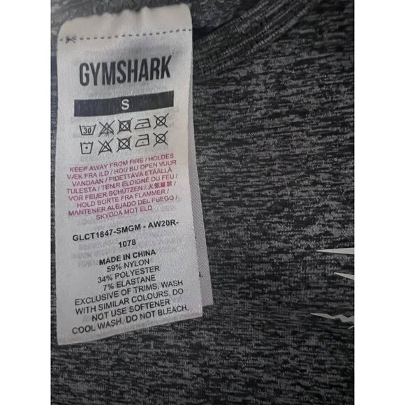 Gymshark Vital Seamless 2.0 Womens Gray Marled Crop Top Shirt Small Mesh Stretch - Picture 9 of 10